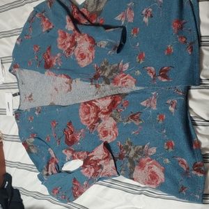 Teal and pink floral duster
